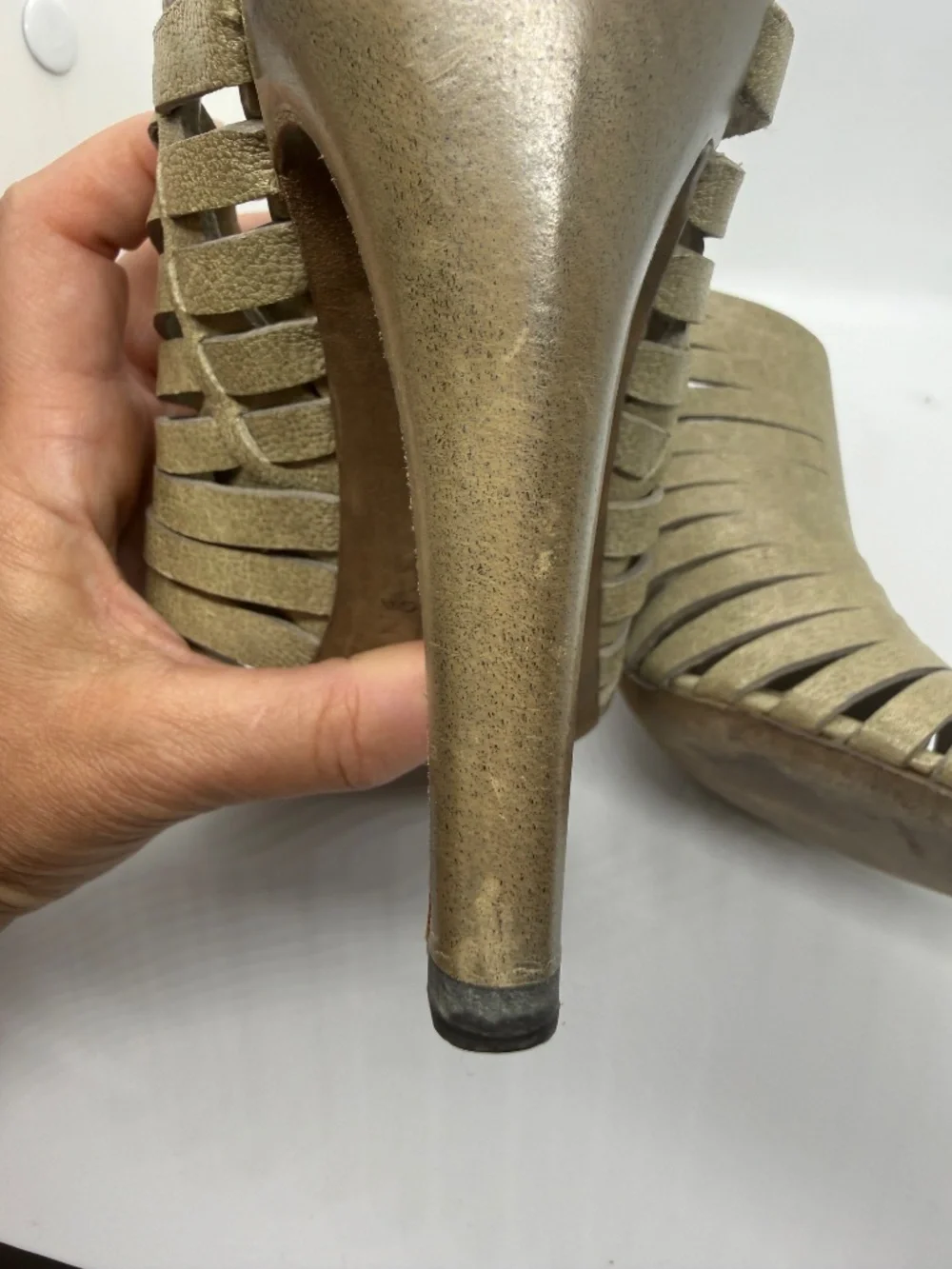 Balenciaga Taupe Grey Cutout Slingback Sandals 39